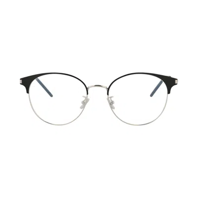 Pre-owned Saint Laurent Round Metal Optical Frames 'black/silver/transparent' | Men's Size Onesize