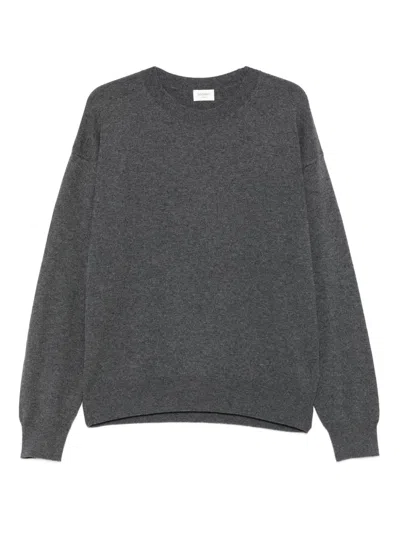 Saint Laurent Round-neck Cashmere Sweater In Gold