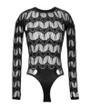 Saint Laurent Perforated Jersey Bodysuit In Black