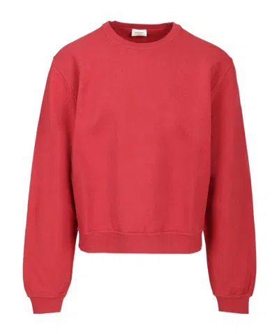 Saint Laurent Round Neck Long-sleeved Sweatshirt In Red