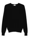 Saint Laurent Round-neck Panelled Wool Sweater In Black