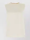 Saint Laurent Silk Top With Keyhole Back Detail In Beige