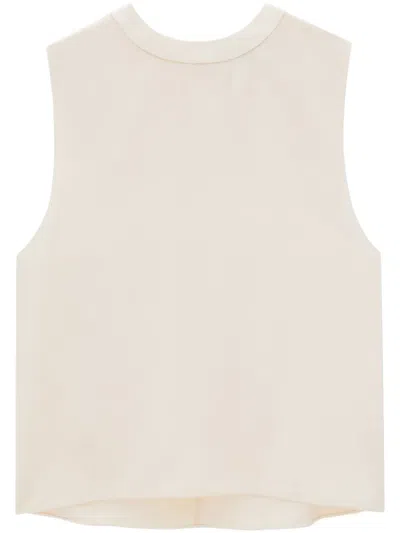Saint Laurent Silk Top Clothing In Neutral