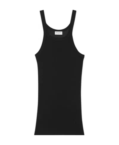 Saint Laurent Round-neck Sleeveless Top In Black