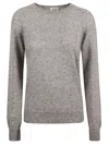 Saint Laurent Round Neck Sweater In Gris Chine Clair