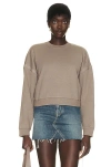 Saint Laurent Round Neck Sweatshirt In Mastic