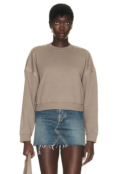 Saint Laurent Round Neck Sweatshirt In Beige