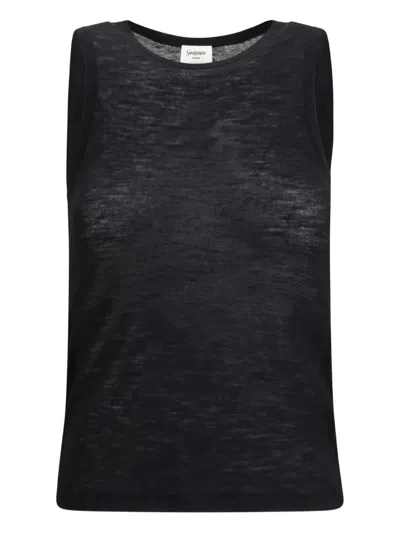 Saint Laurent Round-neck Tank Top In Black