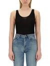 Saint Laurent Black Semi-transparent Tank Top In Black