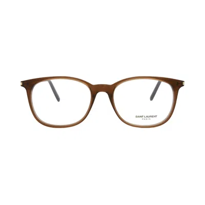 Pre-owned Saint Laurent Round Optical Glasses 'brown/transparent' | Women's Size Onesize