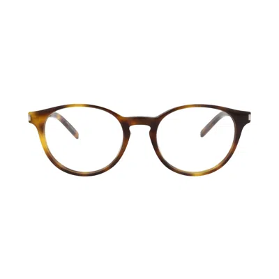 Pre-owned Saint Laurent Round Optical Glasses 'havana/silver/transparent' | Brown | Men's Size Onesize