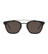 Saint Laurent Double-bridge Round Sunglasses In Black
