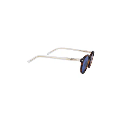 Pre-owned Saint Laurent Round Sunglasses 'havana/crystal/blue' | Brown | Men's Size Onesize