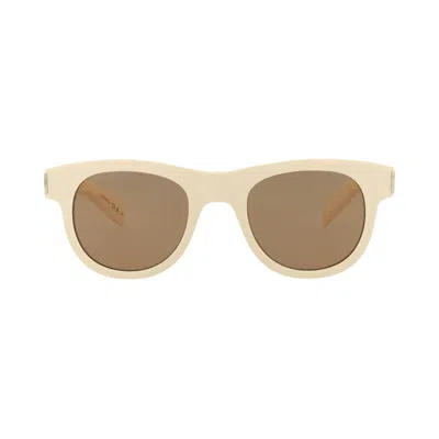 Pre-owned Saint Laurent Round Sunglasses 'ivory/brown' | Cream | Men's Size Onesize In White