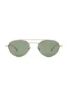 Saint Laurent Aviator-frame Metal Sunglasses In Green