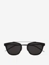 Saint Laurent Men's Metal Flush-lens Brow-bar Sunglasses, Black Pattern In Black