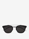 Saint Laurent Men's Metal Flush-lens Brow-bar Sunglasses, Black Pattern