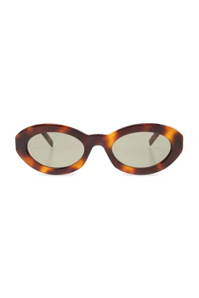 Saint Laurent Round Sunglasses Sl M136 Havana In Brown