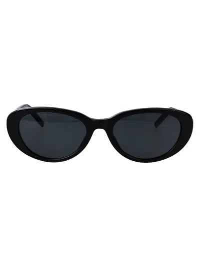 Saint Laurent Round Sunglasses Sl M154 001 In Black