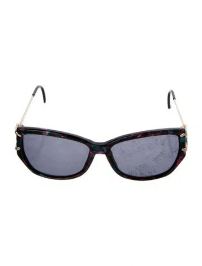 Pre-owned Saint Laurent Round Tinted Sunglasses In Black
