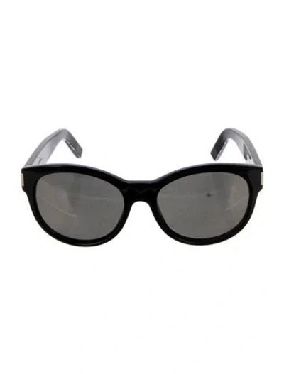 Pre-owned Saint Laurent Round Tinted Sunglasses In Black