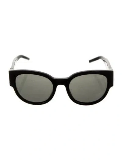 Pre-owned Saint Laurent Round Tinted Sunglasses In Black