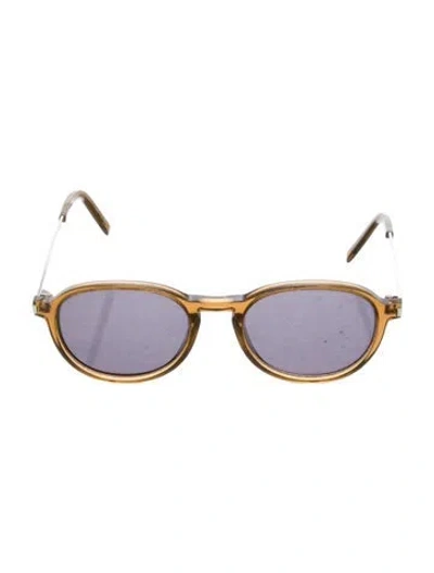 Pre-owned Saint Laurent Round Tinted Sunglasses In Brown