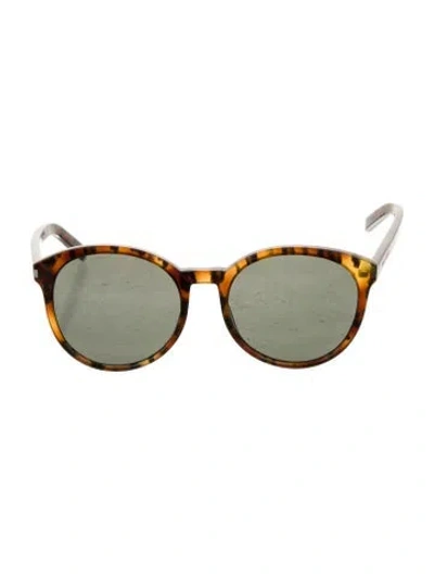 Pre-owned Saint Laurent Round Tinted Sunglasses In Brown