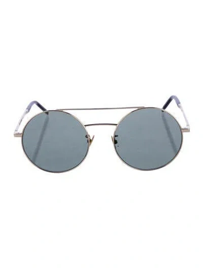 Pre-owned Saint Laurent Round Tinted Sunglasses In Gold
