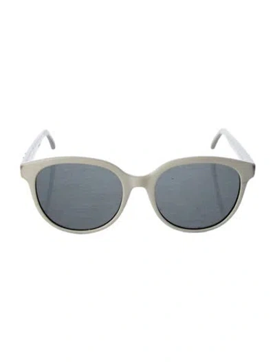 Pre-owned Saint Laurent Round Tinted Sunglasses In White