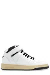 Saint Laurent Round Toe Lace-up Sneakers In Bianco Ottico/nero