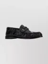 Saint Laurent Round Toe Leather Loafers With Textured Finish In Multi