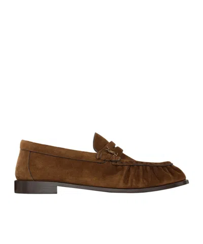 Saint Laurent Round-toe Loafers In Brown