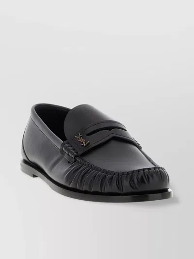 Saint Laurent Round Toe Rubber Sole Loafers