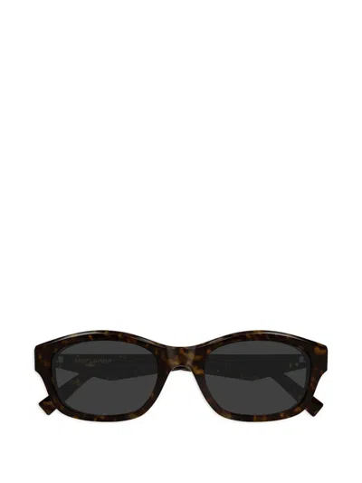 Saint Laurent Round Wayfarer Sunglasses In Brown