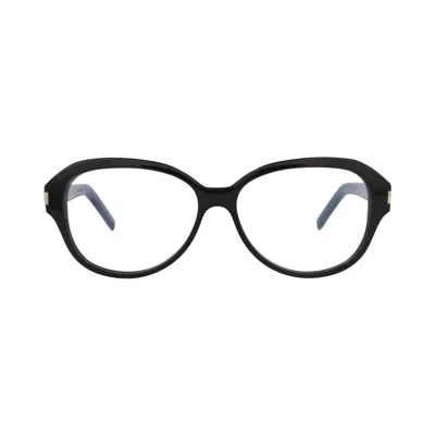 Pre-owned Saint Laurent Round-frame Acetate Optical Frames 'black/transparent' | Men's Size Onesize