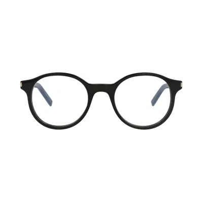 Pre-owned Saint Laurent Round-frame Acetate Optical Frames 'black/transparent' | Men's Size Onesize