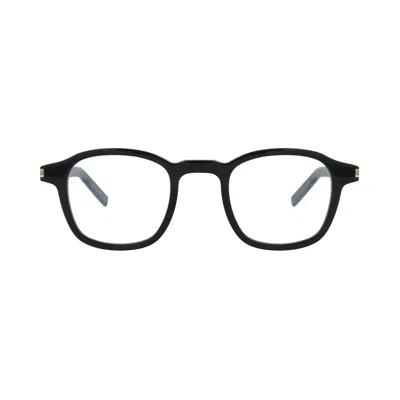 Pre-owned Saint Laurent Round-frame Acetate Optical Frames 'black/transparent' | Men's Size Onesize