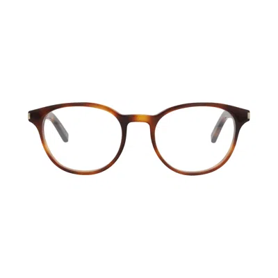 Pre-owned Saint Laurent Round-frame Acetate Optical Frames 'havana/transparent' | Brown | Men's Size Onesize