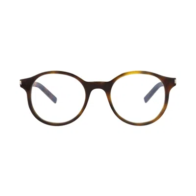 Pre-owned Saint Laurent Round-frame Acetate Optical Frames 'havana/transparent' | Brown | Men's Size Onesize