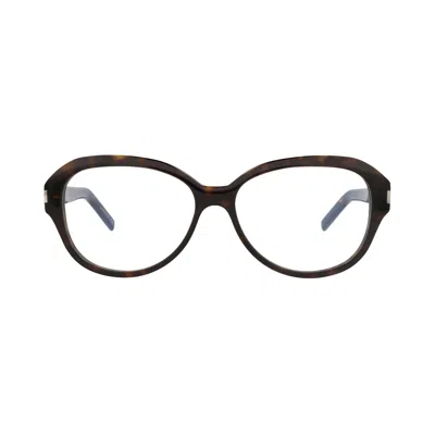 Pre-owned Saint Laurent Round-frame Acetate Optical Frames 'havana/transparent' | Brown | Men's Size Onesize