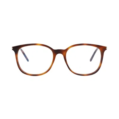 Pre-owned Saint Laurent Round-frame Acetate Optical Frames 'havana/transparent' | Brown | Women's Size Onesize