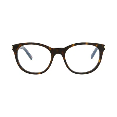 Pre-owned Saint Laurent Round-frame Acetate Optical Frames 'havana/transparent' | Brown | Women's Size Onesize