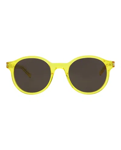Pre-owned Saint Laurent Roundframe Acetate Sunglasses In Yellow Black (sl521/30013043/009)