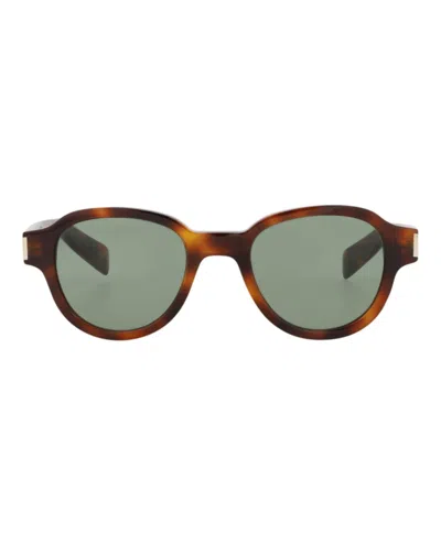 Pre-owned Saint Laurent Roundframe Acetate Sunglasses/30013743002) In Havana/green (sl546