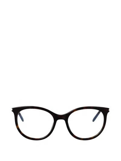 Saint Laurent Round-frame Glasses In Brown