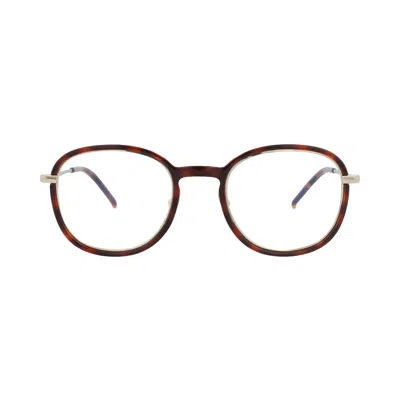 Pre-owned Saint Laurent Round-frame Injection Optical Frames 'havana/gold/transparent' | Brown | Men's Size On