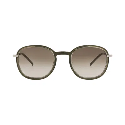 Pre-owned Saint Laurent Round-frame Injection Sunglasses 'green/silver/brown' | Men's Size Onesize
