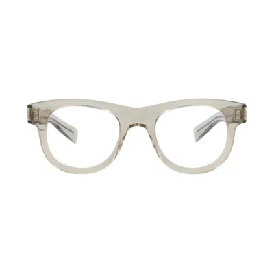 Pre-owned Saint Laurent Round-frame Recycled Acetate Optical Frames 'beige/transparent' | Tan | Men's Size One In Brown