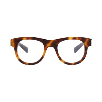 Pre-owned Saint Laurent Round-frame Recycled Acetate Optical Frames 'havana/transparent' | Brown | Men's Size